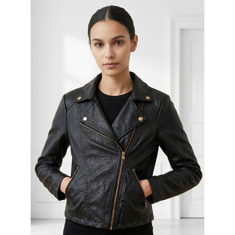 Sun & Shadow Nordstrom Asymmetrical Faux Leather Moto Jacket - Women's XS